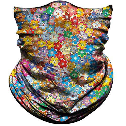 Obacle Seamless Face Mask Rave Bandana Men Women for Dust Sun Wind Protection - color: Multicolor Small Flower