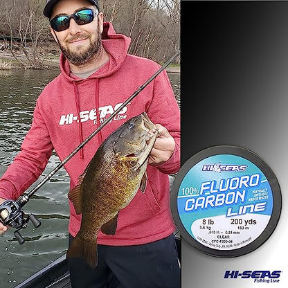Hi-Seas 100% Fluorocarbon Fishing Line Clear - Strong & Tough Fishing Leader Line, Sinks Faster Than Monofilament Fishing Line. Available in 6lb, 8lb, 10lb, 12lb, 15lb, 20lb, 25lb Test - style: 12 Pound Test, 200 Yard