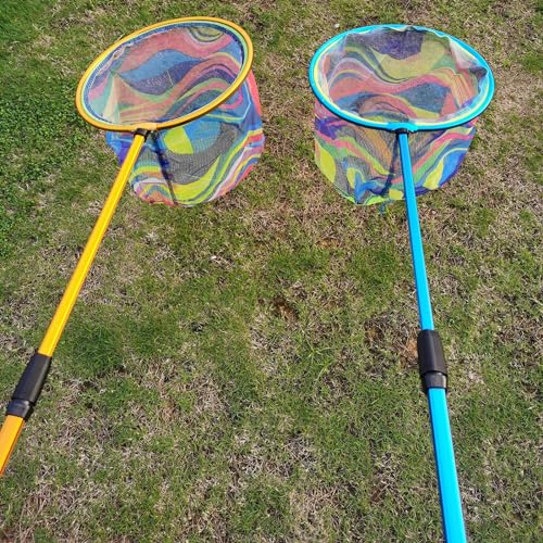 Kids Fishing Net, 3 Pack Telescopic Landing Net with Aluminum Pole Handle, Beach Nets Toys for Kids, Butterfly Net Bug Net, Fish Net Crab Nets Fishing Gear for Kids Youth, Outdoor Playing
