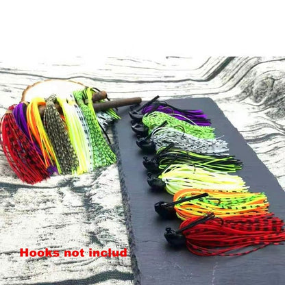Silicone Jig Skirts Material Squid Rubber Jig Head Lures Spinnerbaits Buzzbaits Fly Fishing Material Crystal Flash bass jig Skirts Replacement Fishing DIY Accessory - color: 20 Bundles-B