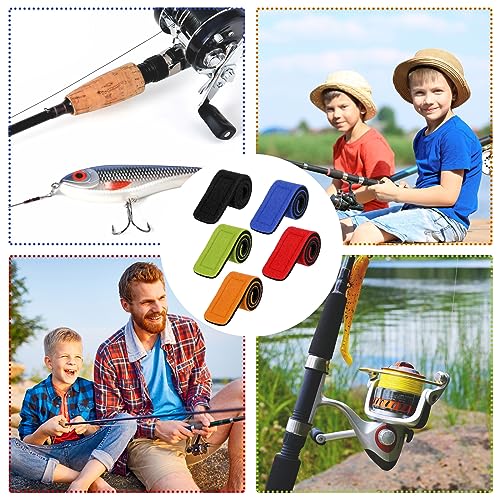 Wettarn 30 Pcs Fishing Pole Straps Fishing Rod Wrap Elastic Pole Carrier Rod Ties Stretchy Holder for Gear and Equipment Casting Rods Holder Strap Belt - style: Multicolor