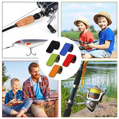 Wettarn 30 Pcs Fishing Pole Straps Fishing Rod Wrap Elastic Pole Carrier Rod Ties Stretchy Holder for Gear and Equipment Casting Rods Holder Strap Belt - style: Multicolor