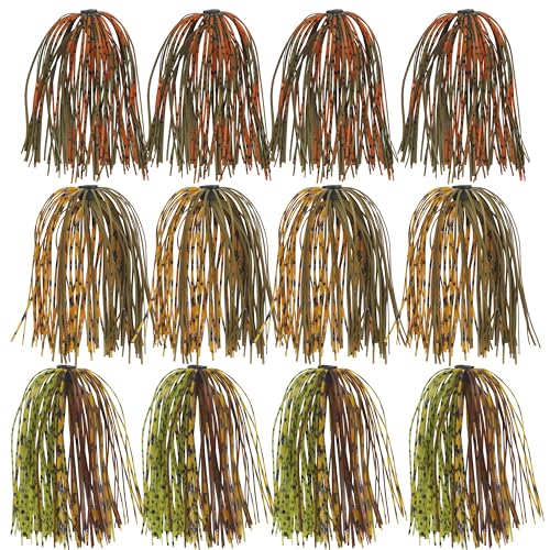 Silicone Jig Skirts Fishing Lure Replacement for Spinnerbaits Bass Fishing 50 Strands Buzzbaits Fishing Jigs Trailers Skirt DIY Lure Making Accessories - color: Mixed, size: 18pcs