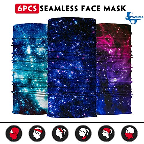 Venswell Neck Gaiter Face Mask Men Women,Seamless Bandana Rave Face Cover Scarf Mask,Balaclava,Headband, Head Wrap,Headwear - color: A-bling Star