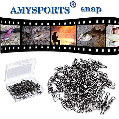 AMYSPORTS Fishing swivels Corkscrew snap swivels Fishing Tackle swivels Saltwater Freshwater Leader Lure jigs line Connector - size: Size10 (31lb) 50 pcs