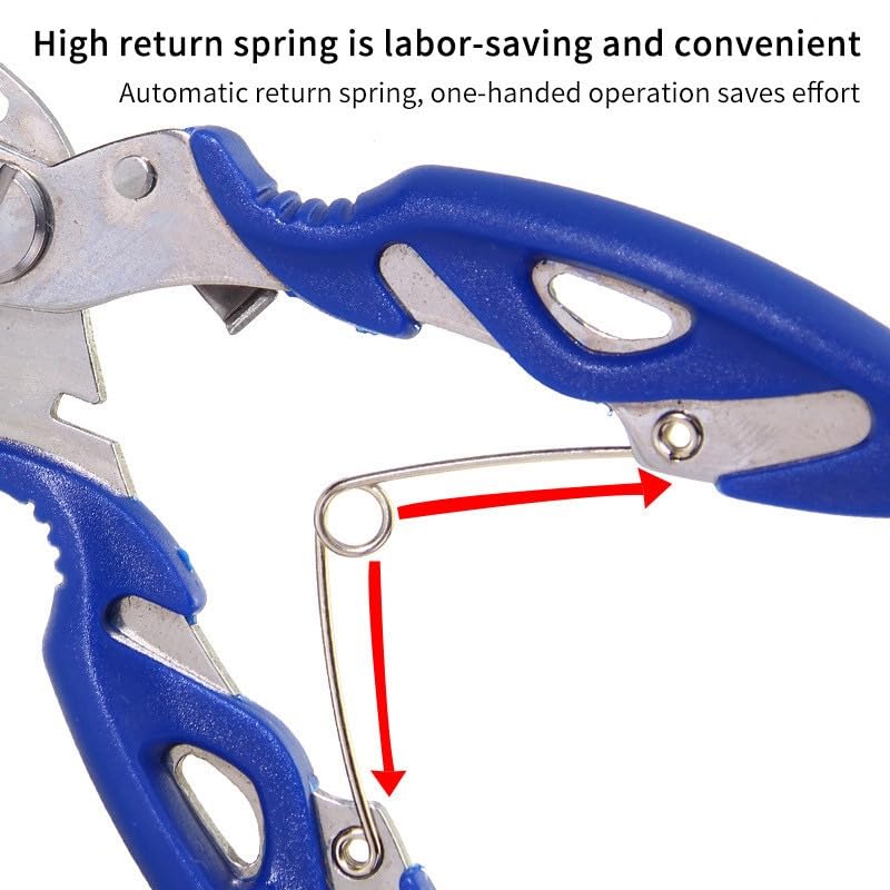 DeepCrush Fishing Pliers, Saltwater, Stainless Steel, Multi-Function, Anti-Corrosion, 4.9-Inch, with Sheath and Lanyard, Fishing Gifts for Men (Black)