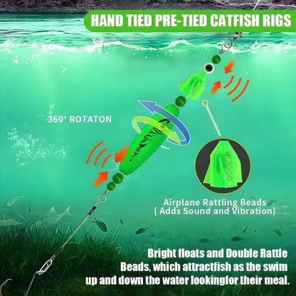 YOTO Santee Cooper Rig, Catfish Rig for Bank Fishing, Catfishing Tackle Rattler Floats, Chunky Rigs Catfish Equipment - style: Spiral Catfish Bells - 6pcs