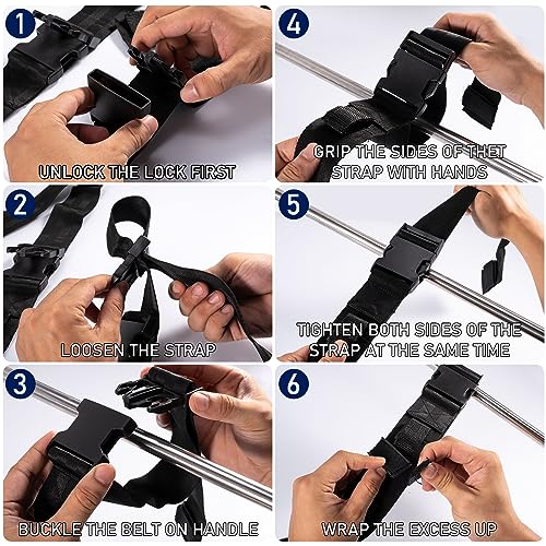 Dr.Fish Car Fishing Rod Holder, 5/7 Rod Adjustable Fishing Pole Rack | Durable Nylon, Adjustble Roof-top Holder Rack for Vehicles, Pick Up, Full Size SUV. Available in 5 or 7 rod Capacity - size: 7 Rod Buckle Mount, 30-50"