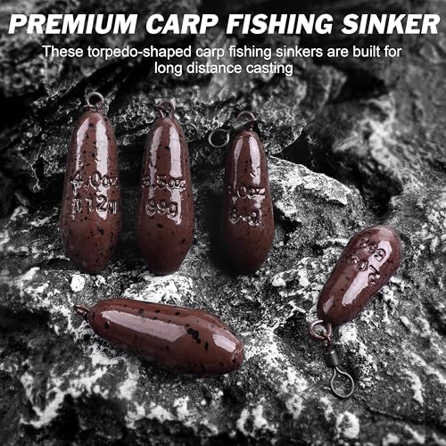 Carp Fishing Weight Sinkers,Coated Tapered Flat Pear Carp Fishing Sinkers with Rolling Swivel Carp Coarse Fishing Gear Tackle 2oz 2.5oz 3oz 3.5oz 4oz - size: 4oz-4pcs, style: Water Drop Shape