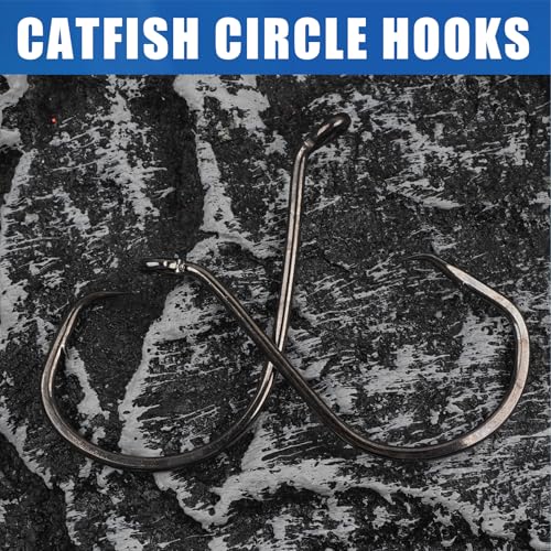 Circle Hooks Saltwater Catfish Fishing Hooks,50/100pcs Octopus Offset Sport Circle Fish Hooks for Catfish Rigs Bass Fishing Saltwater Freshwater Hook Size:8#-10/0 - size: 100pcs_1#