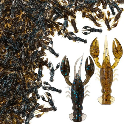 Soulchen 80 Pcs Micro Craw Scented Drop Shot Crappie Crawfish Bait Brown Black Fishing Soft Plastic Bait Bass Crawfish Lures Crappie Worms Lure Fishing Equipment Set - color: Mixed Color