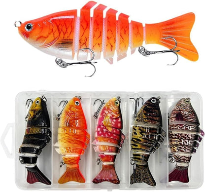 Robotic Fishing Lure, 2026 Upgrade 3D Swimming Bait for Freshwater & Saltwater, Fishing Gear Attracts Fishing Lures Walleye Trout Bass, Fishing Lures for Beginners, Amateurs and Professionals - color: 5PCS-K