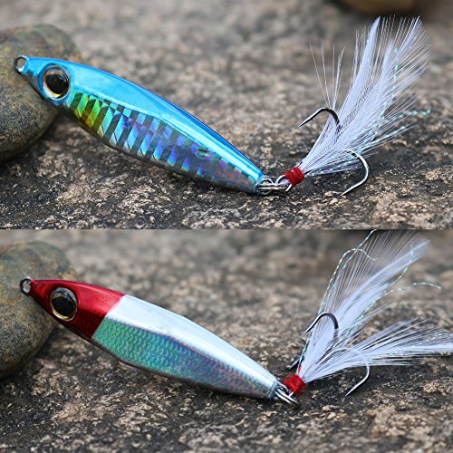 Sougayilang Jigs Fishing Lures Sinking Metal Spoons Micro Jigging Bait - color: A-2.56in/1.16oz-5PCS with BOX