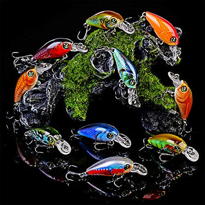 Mini Crankbait Fishing Lures Kits Swimbait Wobbler Hard Baits for Bass Trout Pike Freshwater and Saltwater 10pc-20pc/pack - color: 10pcs-4.7cm/0.14oz