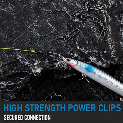 Dr.Fish Fishing Clips with Swivels, Speed Power Clips with Barrel Swivels Quick Change Lure Snap Swivels Fishing Tackle Leader Line Connector for Freshwater & Saltwater - size: #6(0.85")-66LB-20 Pack