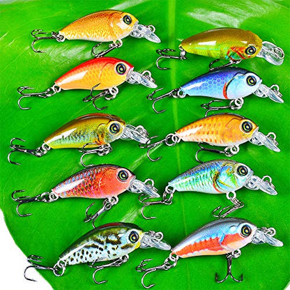 Mini Crankbait Fishing Lures Kits Swimbait Wobbler Hard Baits for Bass Trout Pike Freshwater and Saltwater 10pc-20pc/pack - color: 10pcs-4.7cm/0.14oz+BOX