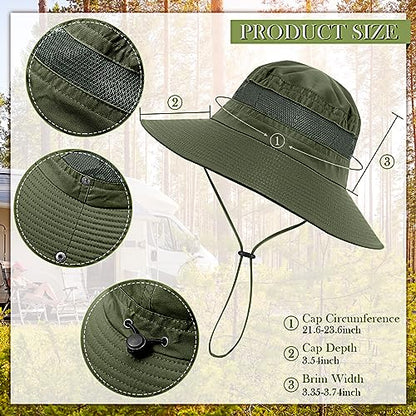 Janmercy 2 Pieces Men's Work Fishing Vest with Hat Lightweight Safari Travel Hunting Waistcoat With Multi Pockets Fishing Hat - color: Army Green, size: Medium