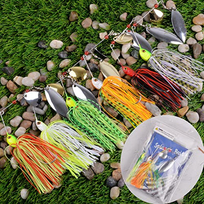 Fishing Lures Spinnerbait, Bass Fishing Lure Spinner Baits Kit Hard Metal Multicolor Buzzbait Spinnerbait Jigs for Bass Pike Trout Salmon - color: 12pcs Spinnerbaits