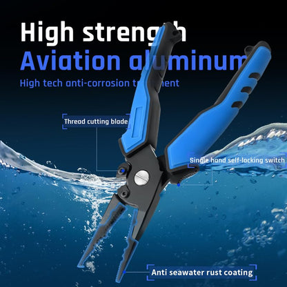 Fish Lip Gripper with Built-in Scale and Fishing Pliers, Stainless Steel Fishing Tool with Lanyard - color: Blue And Black/Green And Black