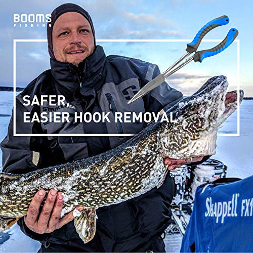 Booms Fishing F05 Hook Remover Long Nose Fishing Pliers 11 Inches PTFE Plated - color: 11" Stainless Steel, Blue