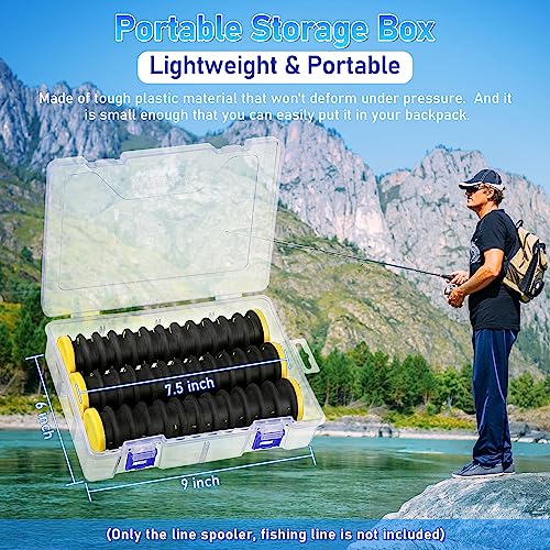 Dreyoo 3 Pcs Fishing Line Storage Organizer, Leader Holder with 12 Slots to Keep Your Lines Tangle Free, Spooler Winder, and Hook Keeper with Rigging Spools - color: Black