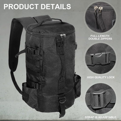 Lightweight Fishing Tackle Backpack Professional Water-Resistant All-in-One Rod Holder & Gear Storage - color: B-black