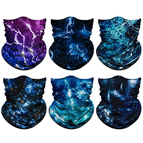 Venswell Neck Gaiter Face Mask Men Women,Seamless Bandana Rave Face Cover Scarf Mask,Balaclava,Headband, Head Wrap,Headwear - color: A-3-lightning