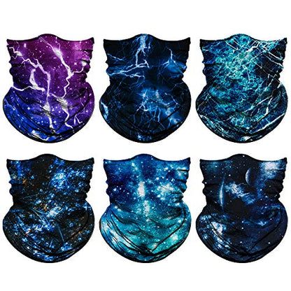 Venswell Neck Gaiter Face Mask Men Women,Seamless Bandana Rave Face Cover Scarf Mask,Balaclava,Headband, Head Wrap,Headwear - color: A-3-lightning