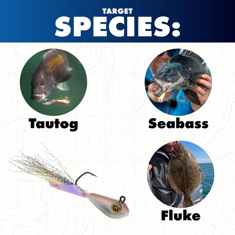 Hogy Groundfish Biki Jig, Jig Head for Fishing | VMC Barbarian Hook | Saltwater & Freshwater Fishing Lures for Tog, Fluke, Sea Bass, Cod | Swim & Slow Jig Fishing Bait for Shallow Waters - size: 2 oz