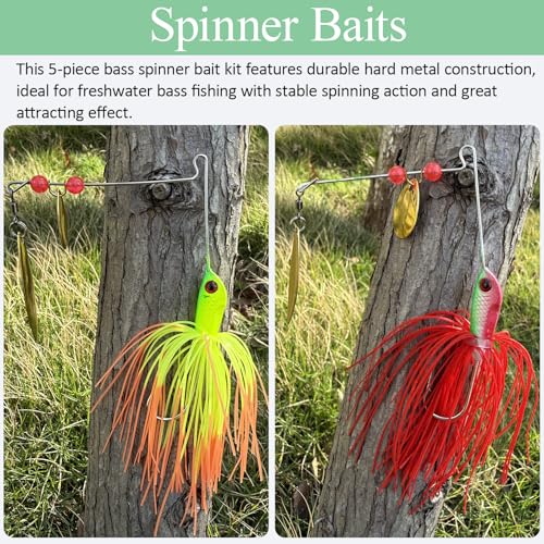 Tripquips Bass Spinner Baits, Spinnerbait Fishing Lures Hard Metal Swimbait for Bass Pike Trout Salmon 5Pcs - color: 5Pcs-0.7oz