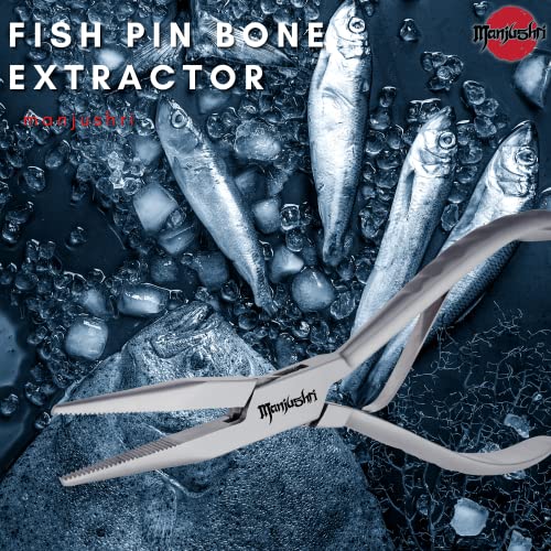 Manjushri Precision 6 Inches Fish Pin Bone Pliers Tweezers for Removing, Plucking and Pulling Pin Bones (Silver) - color: Silver