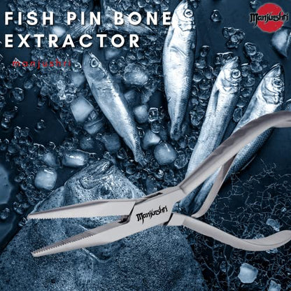 Manjushri Precision 6 Inches Fish Pin Bone Pliers Tweezers for Removing, Plucking and Pulling Pin Bones (Silver) - color: Silver