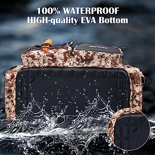 Goture Large Tackle Bag,Store Up to 8PCS 3700 Plus 4PCS 3600 Tackle Trays(Not Included),Water Resistant Saltwater Gear Storage Big Fishing Bag with EVA Bottom,Gifts for Men(21.65"x11.8"x15.16")-Khaki - color: A1 Khaki Extra Large Without Trays
