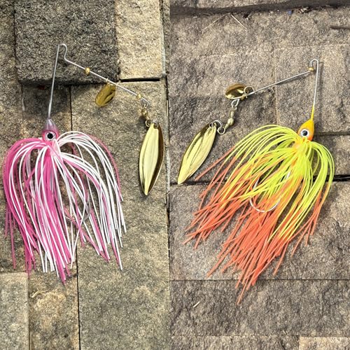 6 Pcs Bass Spinner Baits Kit, Premium Hard Metal Spinnerbaits for Bass Fishing 3/8oz with Skirt, Freshwater Fishing Lures