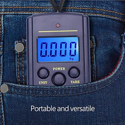 Digital Fish Scale 40kg Portable Hanging Fishing Scale with Backlit LCD Display, 4 Unit Luggage Weighing Scale for Fishing Travel and Home Use
