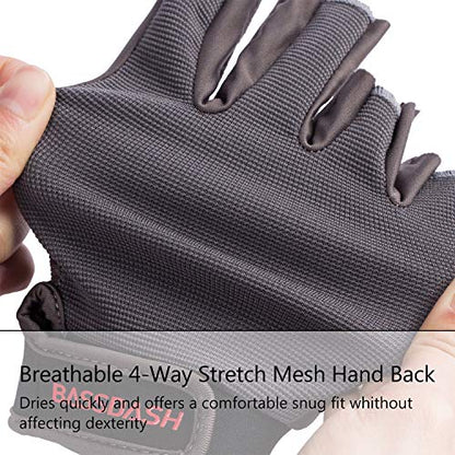 BASSDASH Astro Fishing Gloves Men’s Women’s Fingerless Gloves for Game Fishing Kayaking Paddling Sailing MTB - color: Gray, size: X-Large
