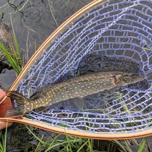 Garvee Fly Fishing Landing Net, Soft Rubber Mesh Trout Net with Straight Handle Frame for Catch and Release, Gifts for Father Men
