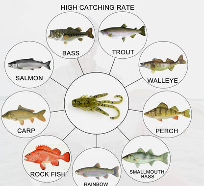 20pcs Craw Fishing Soft Plastic Lure 1.6'' Freshwater Crappie Bass Perch - color: A# 20PCS