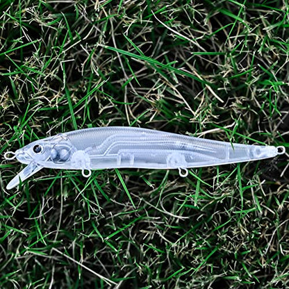Unpainted Jerkbait Fishing Lure Blanks - 20 Minnow Lures with Free Eyes, SwimBaits for Bass