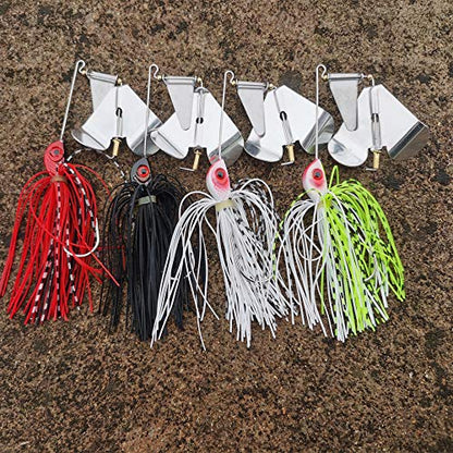 Fishing Lures Buzzbait Spinnerbait Topwater Lure for Bass Pike Fishing 4pcs/Package