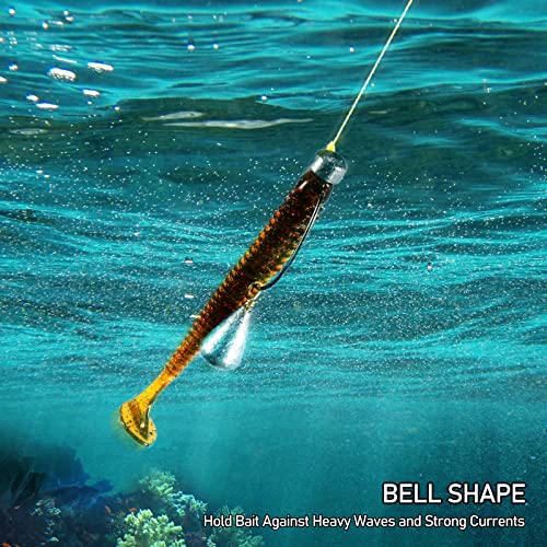 Dr.Fish 30 Pack Bass Casting Sinker Weights Lead Bell Drop Shot Weights with Brass Swivels Weight Freshwater Fishing Lead Sinker - size: 1/8oz-30 Pack