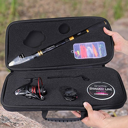 Sougayilang Fishing Rod Reel Combo with Telescopic Fishing Pole Spinning Reel Carrier Bag for Travel Saltwater Freshwater Fishing - size: 6.89 ft, style: B-full Kits With Carrier Case-style 2