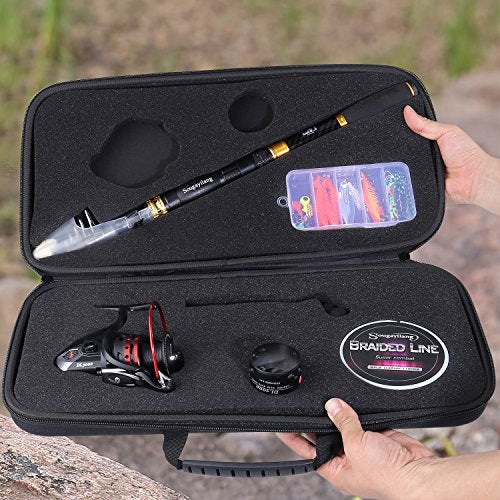 Sougayilang Fishing Rod Reel Combo with Telescopic Fishing Pole Spinning Reel Carrier Bag for Travel Saltwater Freshwater Fishing - size: 7.87 ft, style: B-full Kits With Carrier Case-style 2