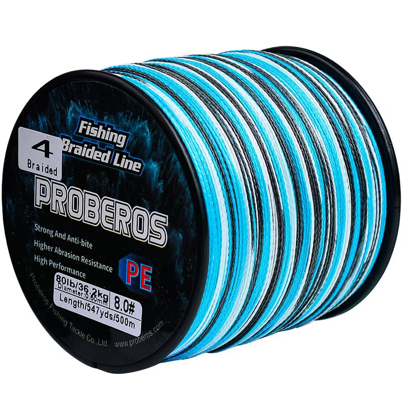 Braided Fishing Line 4 Strands Stronger Multifilament PE Braid Wire for Saltwater 6LB-100LB 110yards 328yards 547yards Super Strong Superline - color: Camouflage Blue, size: 547Yds/8LB