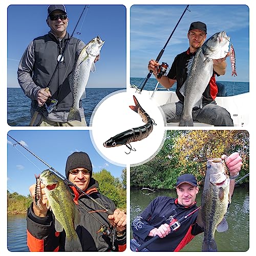 ReeMoo Fishing Lures for Bass, Topwater Fishing Lures, Multi Jointed Swimbaits, Lifelike Slow Sinking Swimming Bass Lures for Freshwater and Seawater Fishing Accessories