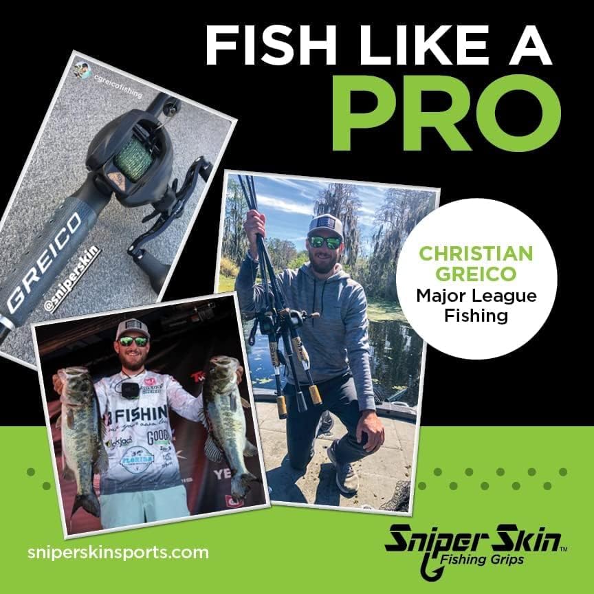 SNIPER SKIN Fishing Rod Grip - Fishing Gear Accessories - Waterproof & Adjustable - Easy to Install, Strong Replacement Grip - color: True Black Carbon