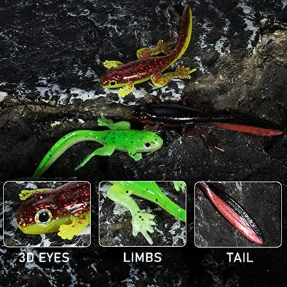 Dr.Fish 6 Pack Soft Plastic Frog Baits, 3.2 Inches Tadpole Swimbaits Frog Lures Bass Crappie Lures Creature Lizard Bait Shad Drop Shot Panfish Bluegill - color: Blue