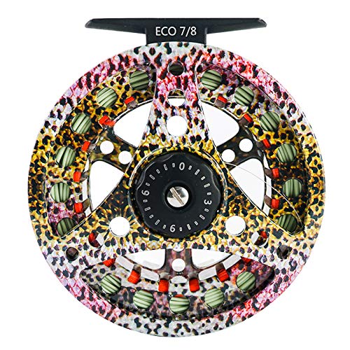 M MAXIMUMCATCH Maxcatch ECO Large Arbor Fly Fishing Reel (3/4wt 5/6wt 7/8wt) and Pre-Loaded Fly Reel with Line Combo - color: Rainbow Trout (With Line Pre-loaded), size: 3/4 weight