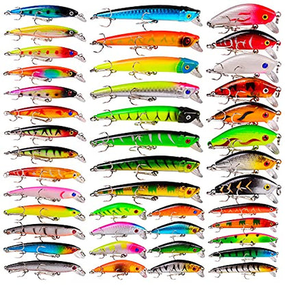 Bass Fishing Lures Kit Set Topwater Hard Baits Minnow Crankbait Pencil VIB Swimbait for Bass Pike Fit Saltwater and Freshwater - color: 007-43pcs