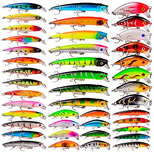 Bass Fishing Lures Kit Set Topwater Hard Baits Minnow Crankbait Pencil VIB Swimbait for Bass Pike Fit Saltwater and Freshwater - color: 007-43pcs